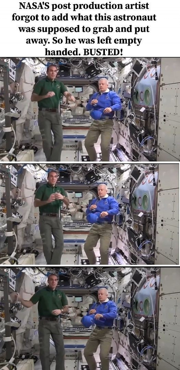The astronaut picks up something that was suppose to be added but wasn't.